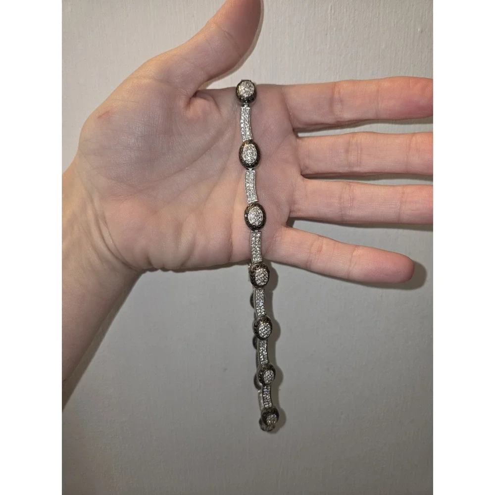 Sterling Silver .925 And Black Spinel Necklace. 16 Inches. 1.2 Ozt